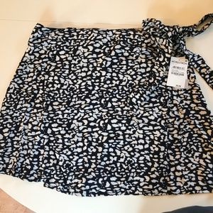 Black Abstract Animal Print Wrap Skirt